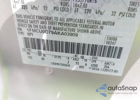 2010 Ford Escape Xlt from USA, damaged, VIN 1FMCU0D79AKA03909